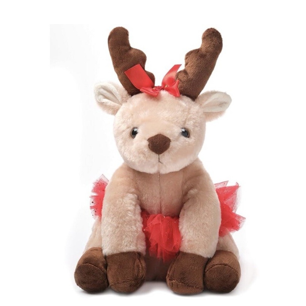 Bearington Darling Dancer Reindeer W/ Red Tutu Plush Stuffed Animal Toy 11"